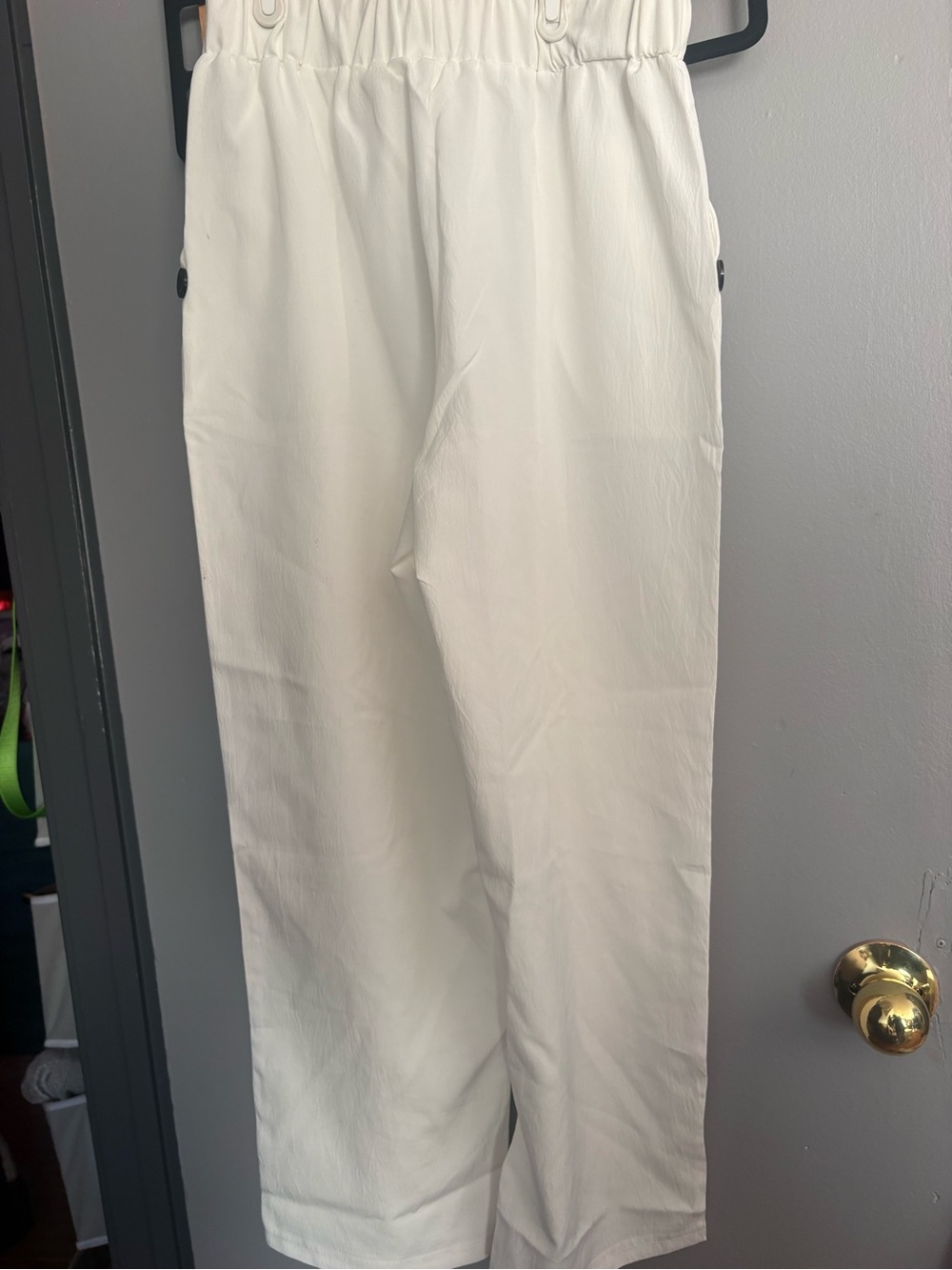 White womens ankle Casual Dragonfly Print Pants - Picture 3 of 5